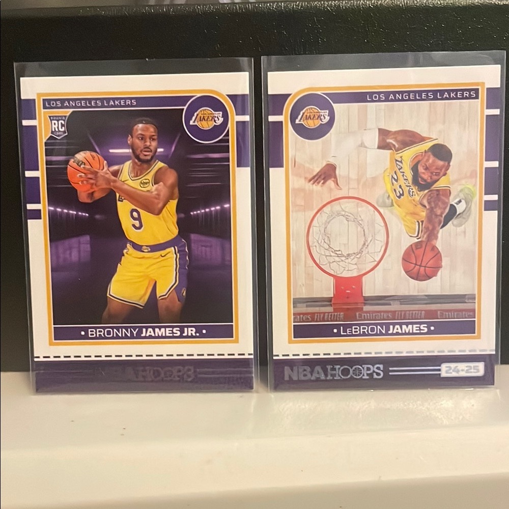 2024-25 Panini NBA hoops basketball LeBron James and Son Bronny James Jr RC